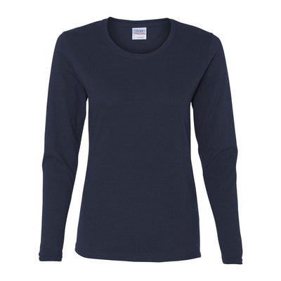 Gildan Cotton Ladies Longsleeve T Shirt - Navy - Budget Promotion